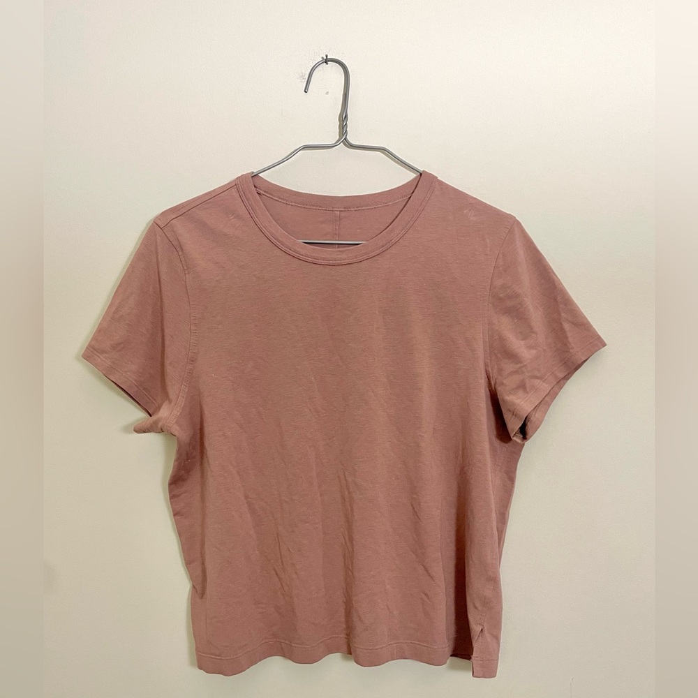Lululemon Cotton Linen Blend Classic Short Sleeve T Shirt Tee Mauve Sz 6 Medium